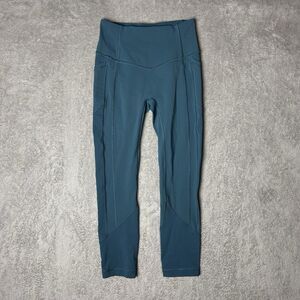 Lululemon All The Right Places Cropped Size 4 Teal Activewear Leggings